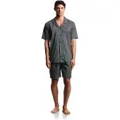 Emporio Armani Emporio Armanitil mænd. EM001372_AF19318 Pyjamas med bermudashorts i marineblå mønstret musselin (M), Afslappet, Bomuld, Korte ærmer