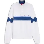 HUGO Sweatshirt i bomuld med lynlås i halsen og stribet print