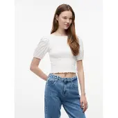 Tommy Hilfiger Bluse 'Smock Slim Short Sleeve Blouse' hvid