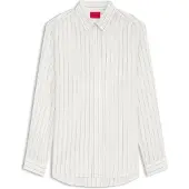 HUGO Oversize fit skjorte i kanvas med striber