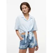 Tommy Hilfiger Bluse 'Crinkle Front Short Sleeve' lyseblå
