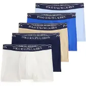Ralph Lauren Polo Ralph Laurentil mænd. 714864292027 Sæt med 5 klassiske multifarvede boksershorts i elastisk bomuld (XL), Afslappet, Flerfarvet