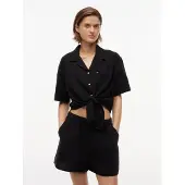 Tommy Hilfiger Bluse 'Crinkle Front Short Sleeve' sort