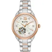 Bulova Dameur 98P170 Hvid/Rosaguldtonet stål Ø35 mm