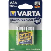 Varta Genopladelig Accu Power AAA 1000mAh 4 pk. 5703301404 Modsvarer: N/A