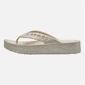 Crocs Dame Baya Platform Glitter Flip Flops Stucco
