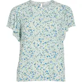 Vila Bluse 'VIGreis' blå / kiwi / hvid