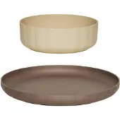 OYOY Spisesæt - Bioplast - 2 dele - Pullo - Taupe/Vanilla - - OneSize - Spisesæt