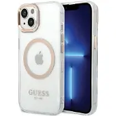 GUESS Metal Outline MagSafe-etui til iPhone 15 Plus / 14 Plus - Guld