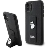 Karl Lagerfeld Gripstand Saffiano Choupette Pins Etui til iPhone 11 / Xr - Sort