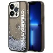 Karl Lagerfeld Liquid Glitter Elong-etui til iPhone 14 Pro - sort