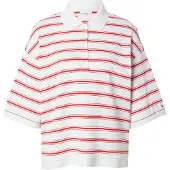 Tommy Hilfiger Shirts 'Oversized Fit Stripe' rød / hvid