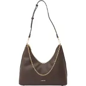 Calvin Klein Skuldertaske 'Chain Strap Pebble Grain Hobo' choko