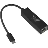 Vision TC-USBCETH/BL - Netværksadapter - USB-C 3.1 - Gigabit Ethernet x 1 - sort