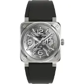 Bell & ross Herreur BR03A-BL-SKST/SRB BR 03 Sølvfarvet/Gummi