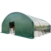 TOOLPORT 10x10m, Læskurstelt, PVC-teltdug, mørkegrøn, blød undergrund