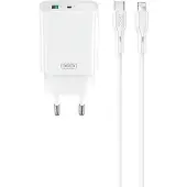XO CE30 hurtigoplader 30W – USB-C PD / USB-vægoplader med Lightning-kabel