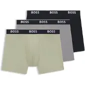 BOSS BOSStil mænd. 50554694 Sæt med 3 Power boksershorts grøn, grå, sort (M), Afslappet, Flerfarvet, Bomuld