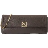 Calvin Klein Clutch 'Emblem Pebble Grain Chain Strap Clutch' mørkebrun