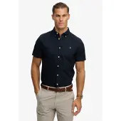 Superdry Superdrytil mænd. M4011101A Preppy Oxford-skjorte i marineblå (S), Casual, Bomuld, Klassisk, Korte ærmer