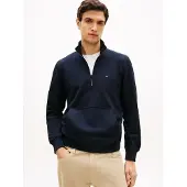 Tommy Hilfiger Sweatshirt 'Flag Embroidery Quarter-zip' navy