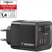 Verbatim - 65W 2 Port with Retractable Cable