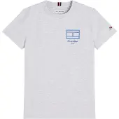 Tommy Hilfiger Shirts 'Outline Flag Logo' blå / grå-meleret
