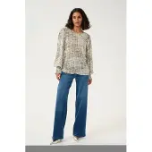 Kaffe Bluse 'KA Trinike' beige / lysegrå