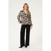 Kaffe Bluse beige / sort / hvid