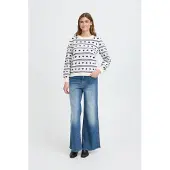 Ichi Pullover 'IHBrielle' marin / hvid