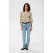 Kaffe Bluse 'KAEbellen Amber' mørkebeige / hvid