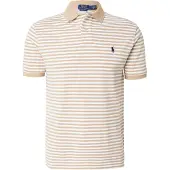 Ralph Lauren Polo Ralph Laurentil mænd. 710956682506 Beige stribet polo-shirt (XXL), Casual, Bomuld, Lange ærmer