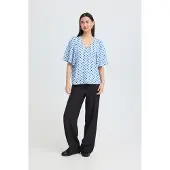 Ichi Bluse 'ZABBY' himmelblå / sort