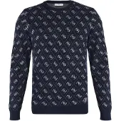 GUESS Guesstil mænd. M6YR11Z0916 Martin 4G Logo Jacquard trøje marineblå (XL), Casual, Polyester