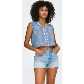 ONLY Vest 'ONLNoella' blue denim / hvid
