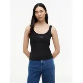 Tommy Hilfiger Overdel 'Logo Embroidery Slim Tank' sort / hvid