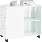SoBuy tv-bord på hjul, lavt kabinet FBT141-W
