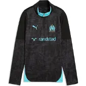 Puma Olympique de Marseille Training Quarter-Zip Top Youth, Clothing, Black/Aqua, 13-14Y