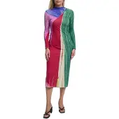 Desigual Kjole royalblå / petroleum / mandarin / mørk pink