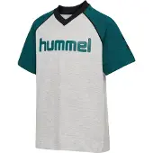 Hummel T-Shirt - hmlJR Reg V-Neck - Grå/Mørkegrøn/Sort - - 11-12 år (146-152) - T-Shirt