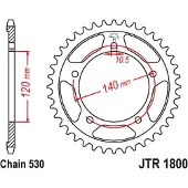 JT Sprockets 530 Jtr1800.44zbk Steel Bagtandhjul