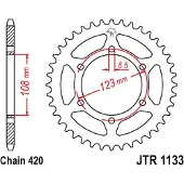 JT Sprockets 420 Jtr1133.65 Steel Bagtandhjul