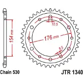 JT Sprockets 530 Jtr1340.44zbk Steel Bagtandhjul
