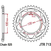 JT Sprockets 525 Jtr713.42 Steel Bagtandhjul