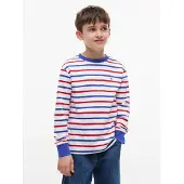 Tommy Hilfiger Shirts 'Essential Stripe Relaxed Long Sleeve' blå / rød / hvid