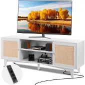 Vevor TV-bord i rotting 191 cm TV Boho TV-skab Hvidt TV-skab