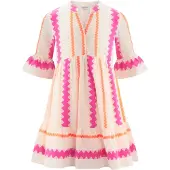 Happy girls Kjole creme / mandarin / fuchsia