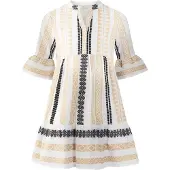 Happy girls Kjole beige / sort / hvid