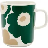Marimekko Unikko krus 25 cl White-dark green-beige-light sand