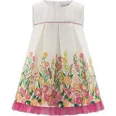 Happy girls Kjole creme / gul / grøn / fuchsia